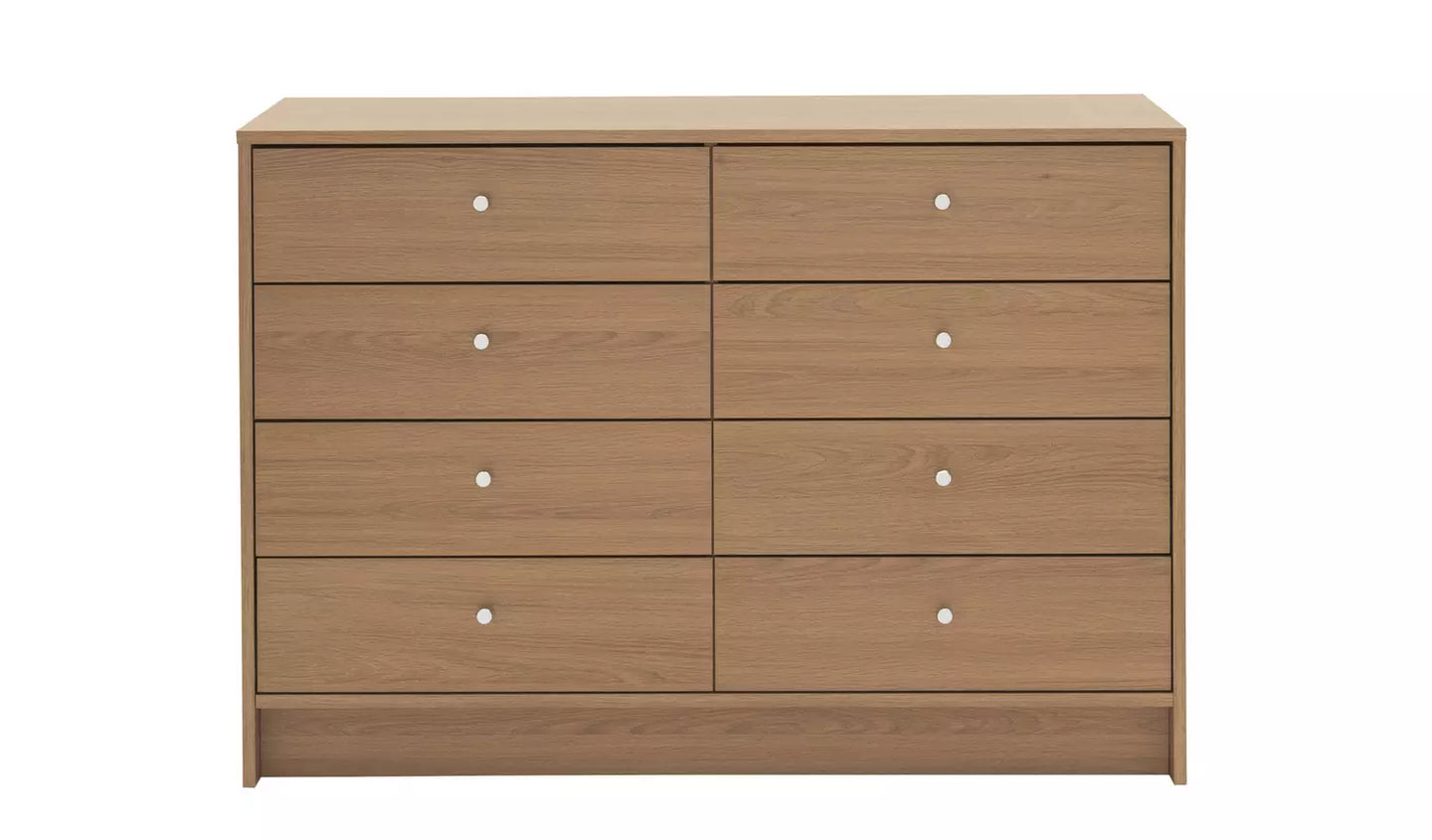 Assembled Malibu 8 Drawer Chest - Oak Effect